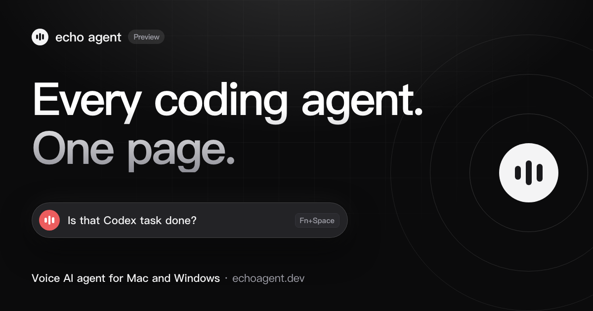 echo agent Agents page: ask “Is that Codex task done?”