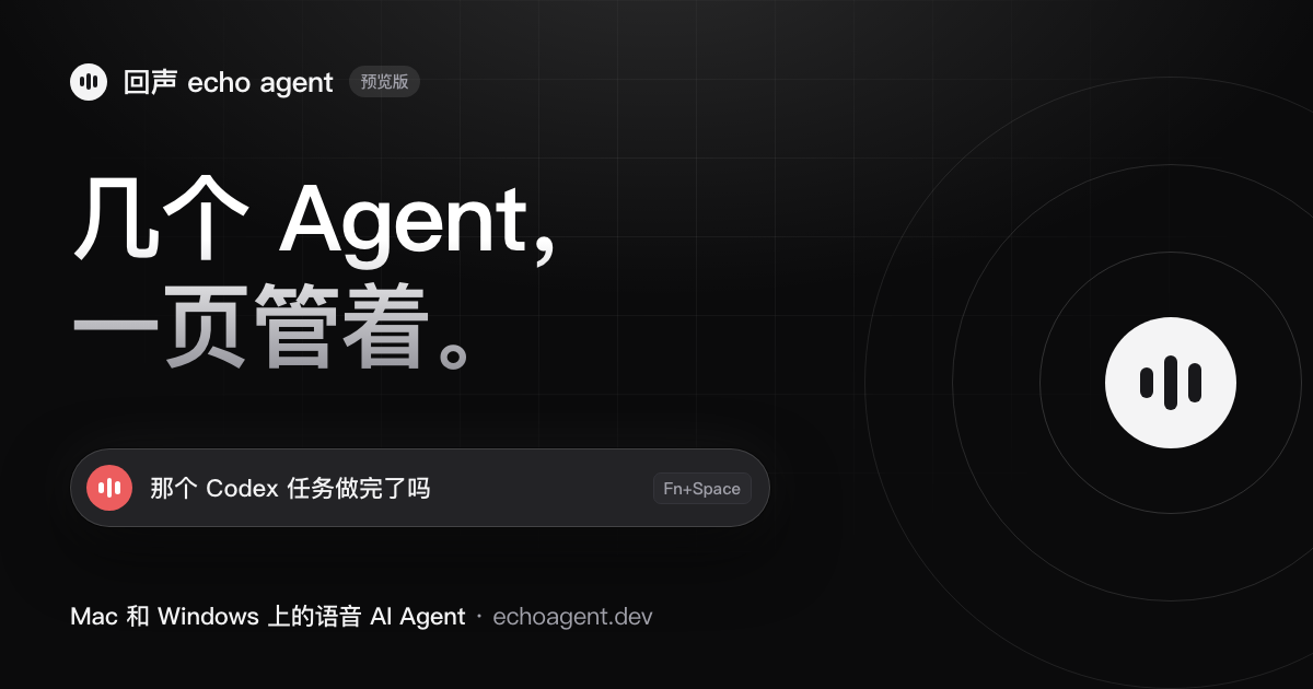 回声 echo agent 的 Agent 管理:问一句「那个 Codex 任务做完了吗」